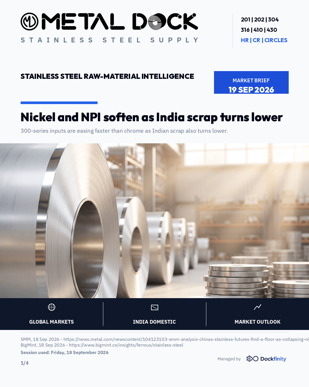Nickel and NPI soften as India scrap turns lower — card 1 of 4