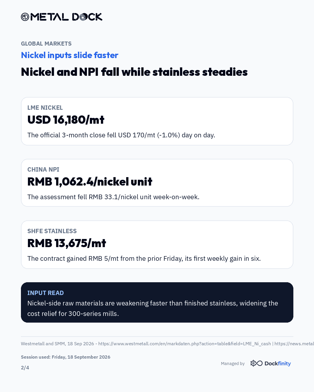 Nickel and NPI soften as India scrap turns lower — card 2 of 4