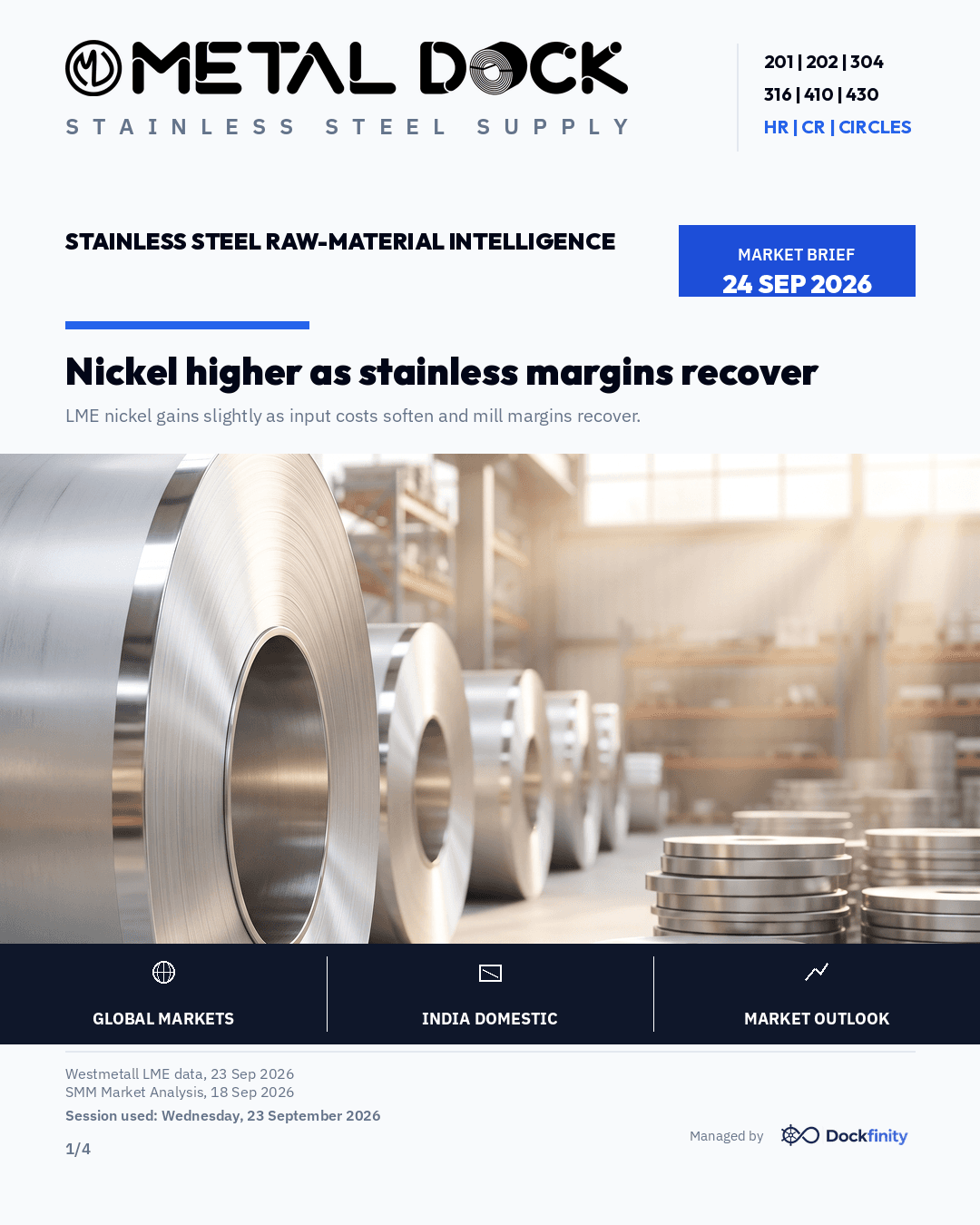 Nickel higher as stainless margins recover — card 1 of 4