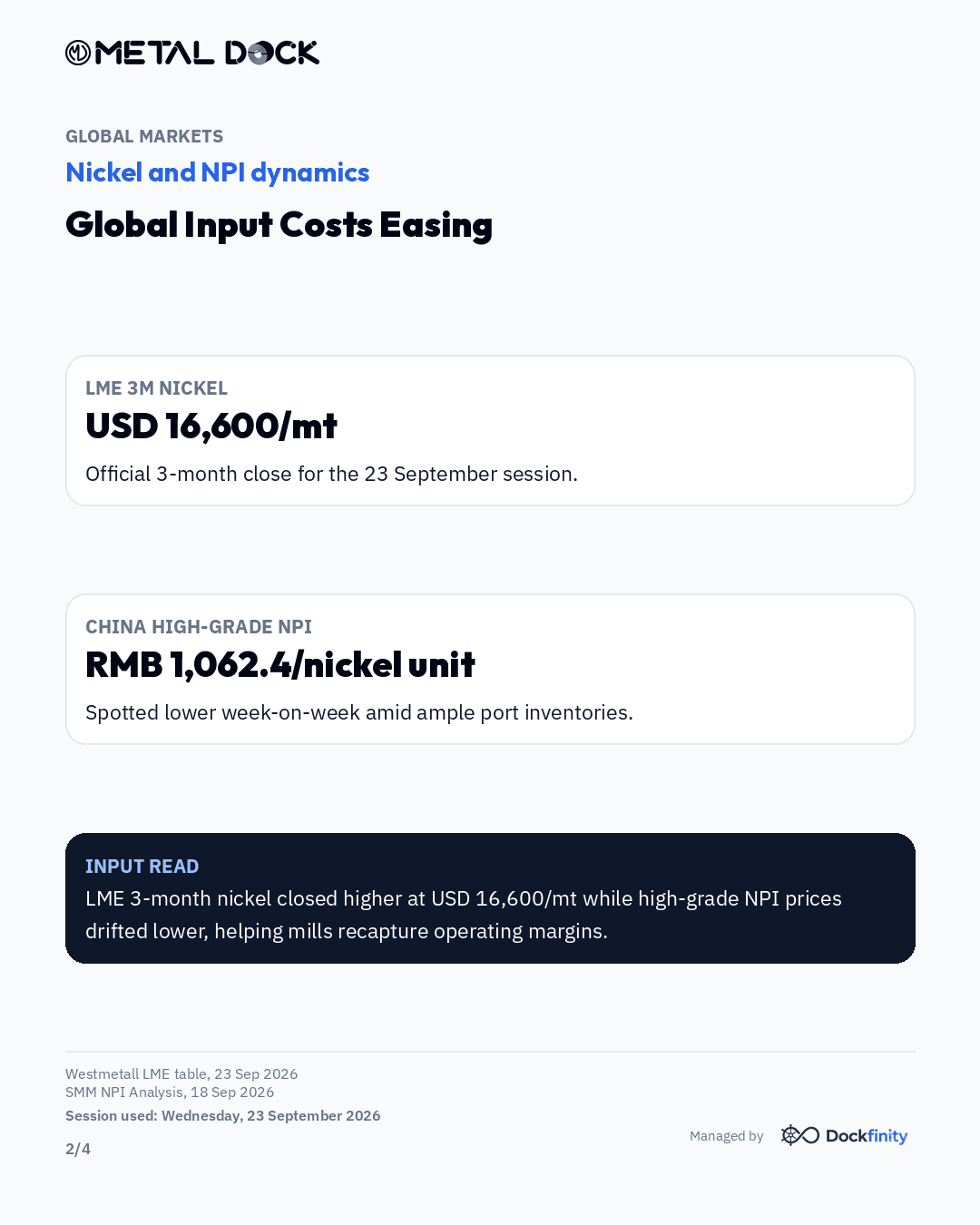 Nickel higher as stainless margins recover — card 2 of 4