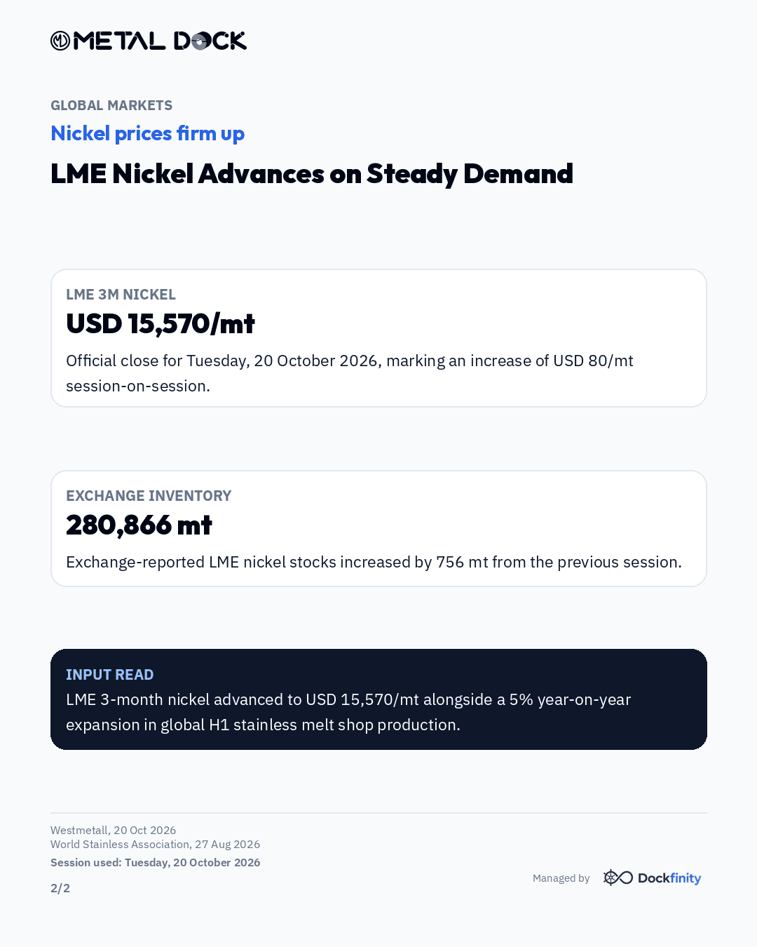 Nickel edges higher as global output climbs — card 2 of 2
