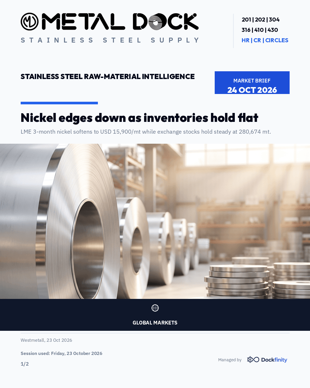 Nickel edges down as inventories hold flat — card 1 of 2