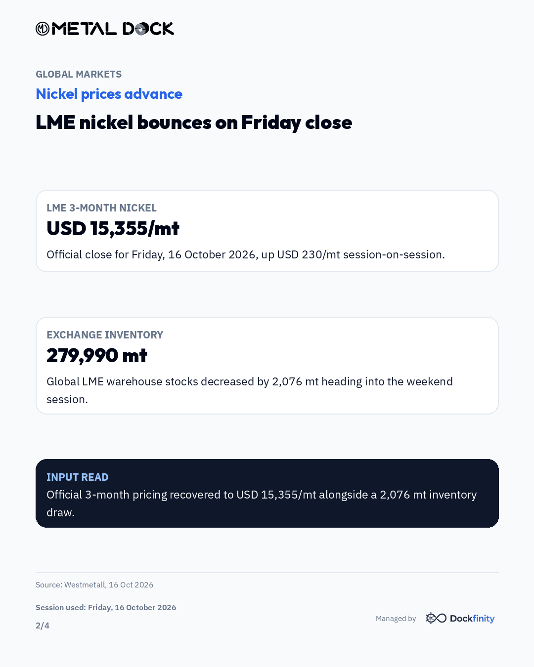 Nickel bounces as LME settles higher — card 2 of 4